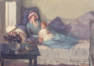 Mrs Winston Churchill with her daughter, Sarah by John Lavery